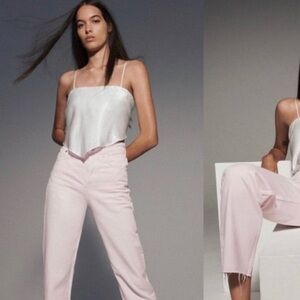 Zara Tops | Zara Satin Effect Crop Top Bow Tie Back | Color: White | Size: xS |